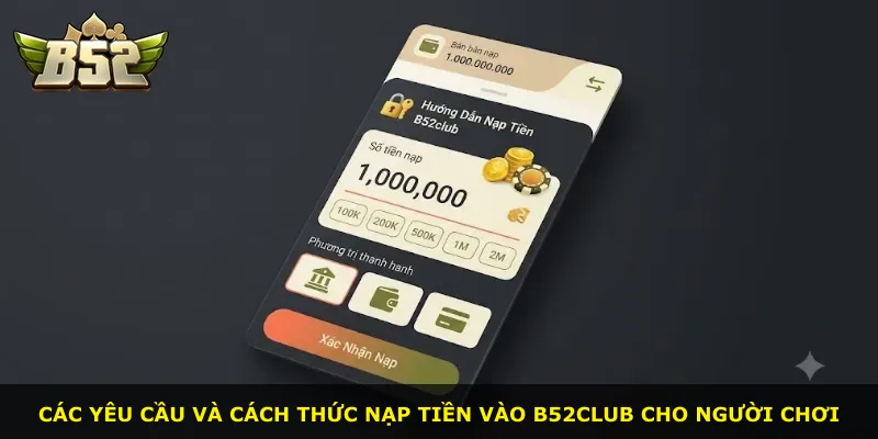 Các yêu cầu và cách thức nạp tiền vào B52Club cho người chơi