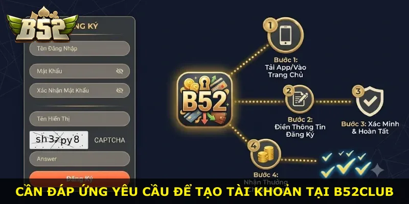 Cần đáp ứng yêu cầu để tạo tài khoản tại B52Club